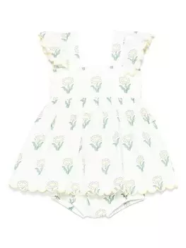 Платье с ромашковым принтом Stella McCartney Kids, белый