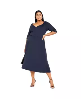 Платье с рукавами до локтей Plus Size Cute Girl CITY CHIC, синий