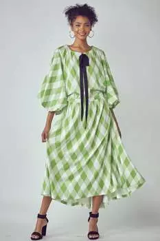 Платье с рукавами-фонариками и карманами, очень облегающее FASHNZFAB, зеленый