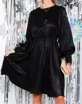 Платье с рукавами-фонариками металлик черного цвета Vine & Love