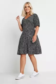 Платье с рукавами фонариками Yours Curve, черный