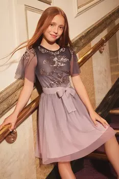 Платье с рукавами крылышками и пайетками (5 16 лет) Love & Roses, розовый