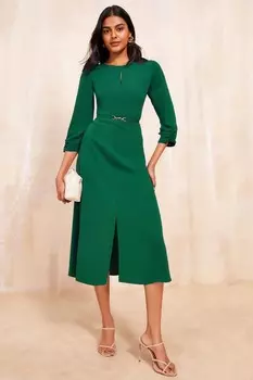 Платье с рукавами тюльпанами, поясом и подолом фонариком Friends Like These, зеленый