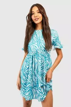 Платье с рукавами зебра Boohoo, зеленый