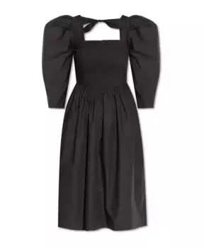 Платье с рюшами Ganni, черный
