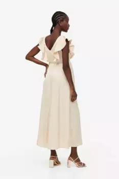 Платье с рюшами H&M, бежевый