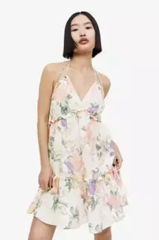 Платье с рюшами H&M, бежевый