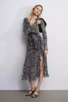 Платье с рюшами H&M, черный