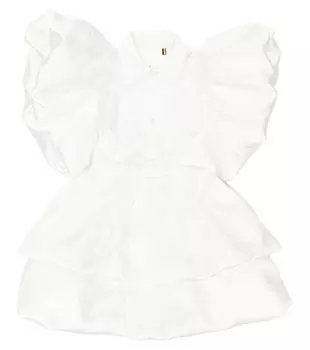 Платье с рюшами и блестящим бантом Caroline Bosmans, белый