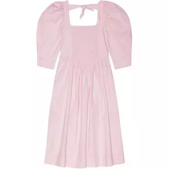 Платье с рюшами и лентой на спине GANNI, Chalk Pink