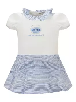 Платье с рюшами на воротнике Emporio Armani Kids, белый