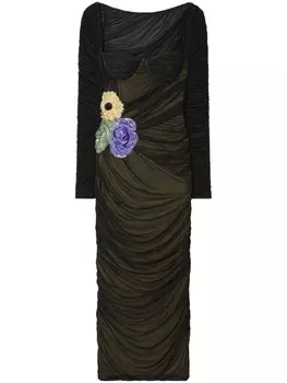 Платье с рюшами, украшенное пайетками Tory Burch, черный