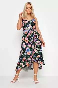 Платье с рюшами внизу Yours, черный