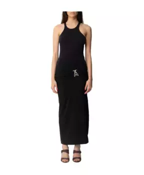 Платье S с драпировкой и деталями из стразов Patrizia Pepe, черный