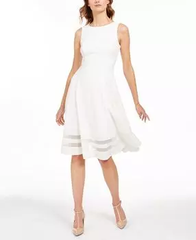 Платье с сетчатыми вставками Calvin Klein, кремовый