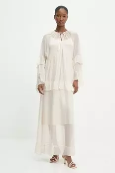 Платье с шелком Answear.Lab, бежевый