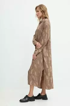 Платье с шелком Answear.Lab, бежевый