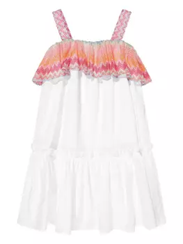 Платье с шевронной отделкой Missoni Kids, белый