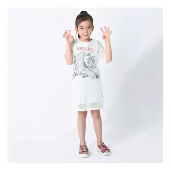 Платье с тигровым принтом KENZO, белый