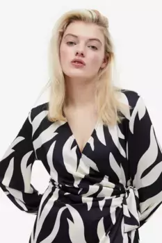 Платье с трансфером и рукавами-фонариками H&M, черный