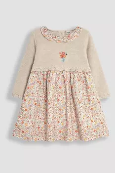 Платье с трикотажным воротником Jojo Maman Bb, бежевый