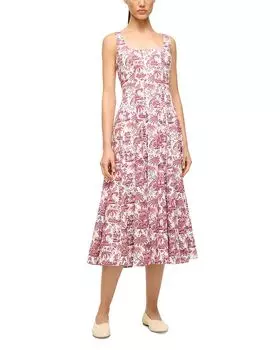 Платье с тропическим принтом Wells STAUD, мультиколор