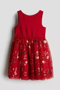 Платье с тюлевой юбкой H&M, красный