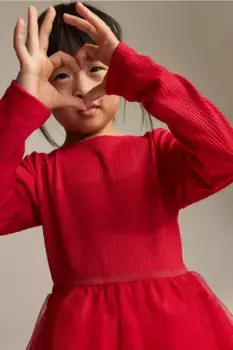 Платье с тюлевой юбкой H&M, красный