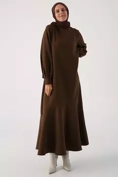 Платье с юбкой и воланами горько-коричневого цвета ALL DAY