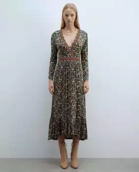 Платье с юбкой из вискозы Sfera, цвет Verde Botella