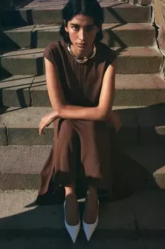 Платье с юбкой солнце H&M, коричневый