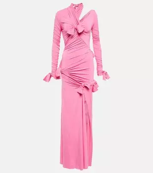 Платье с узлом и сборками BALENCIAGA, розовый