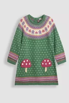 Платье с узором «фэр айл» Jojo Maman Bb, зеленый