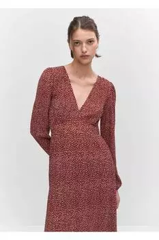 Платье с узором пейсли Mango, бордовый