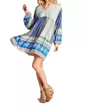 Платье с узором «Пейсли» в синем/зеленом цвете Velzera