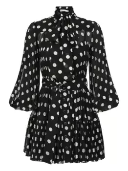 Платье с узором в горох ZIMMERMANN, черный