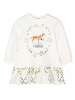 Платье с узором в стиле барокко Roberto Cavalli Junior, белый