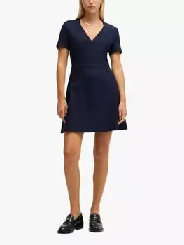 Платье с v-образным вырезом dahelga HUGO BOSS, темно-синий