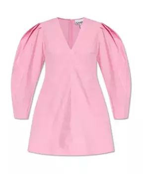 Платье с V-образным вырезом Ganni, розовый