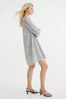 Платье с V-образным вырезом H&M, белые цветы