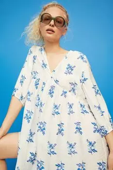 Платье с V-образным вырезом H&amp;M, белые цветы