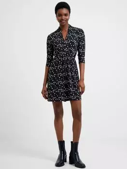 Платье с v-образным вырезом и цветочным принтом French Connection, черный