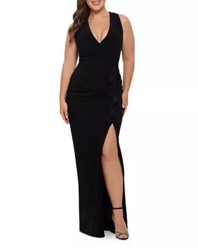 Платье с V-образным вырезом и рюшами Betsy & Adam, цвет Black