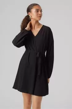 Платье с V-образным вырезом и завязкой на талии Vero Moda, черный