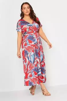 Платье с V-образным вырезом и запахом Yours, красный