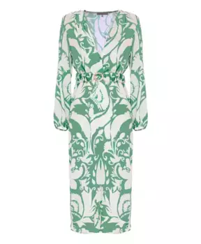 Платье с V образным вырезом и узором Kocca, зеленый