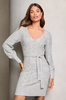 Платье с V образным вырезом и косами Lipsy, серый