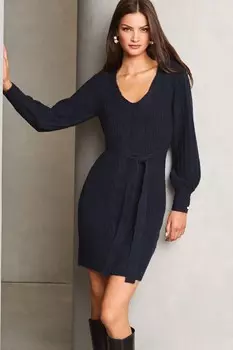 Платье с V образным вырезом и косами Lipsy, синий