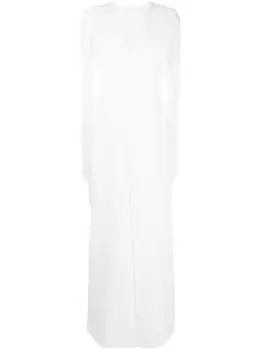 Платье с V-образным вырезом и бахромой MAX MARA, белый