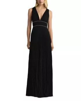Платье с V-образным вырезом и плиссировкой St. John, черный